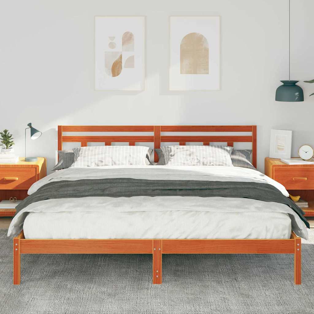 Sengestel Brun 200 x 200 cm Massiv fyrretræ