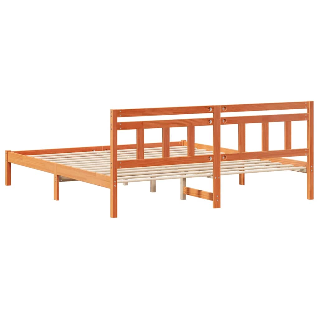 Sengestel Brun 200 x 200 cm Massiv fyrretræ