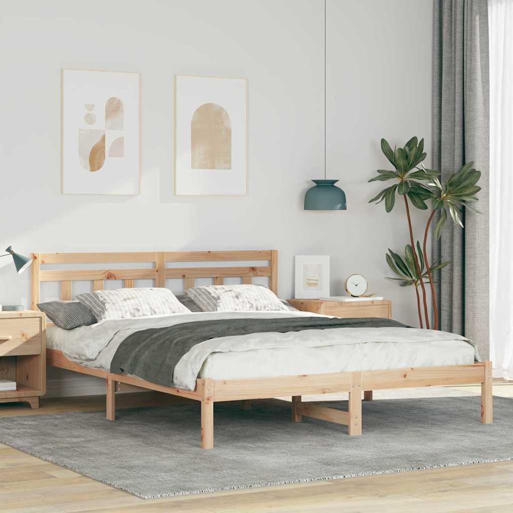 Sengestel Brun 160 x 200 cm Massiv fyrretræ