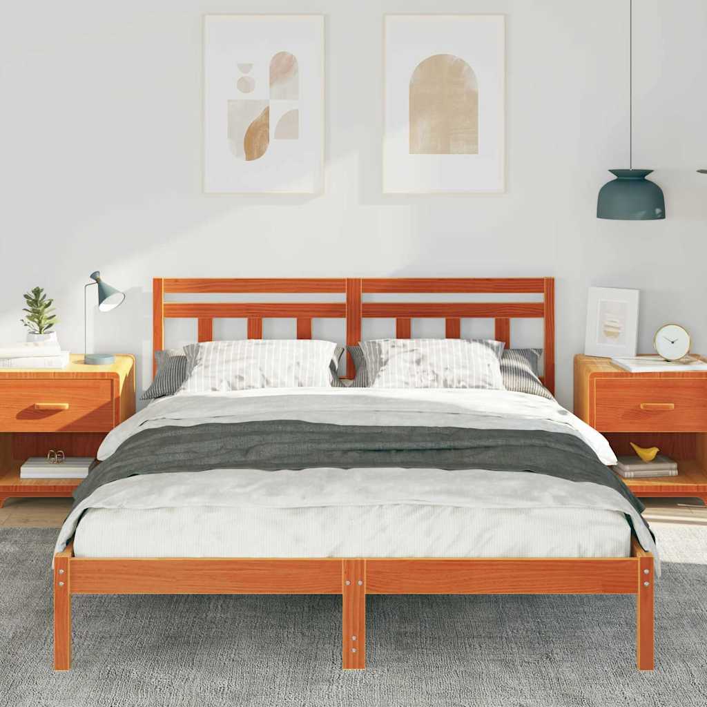 Sengestel Brun 160 x 200 cm Massiv fyrretræ