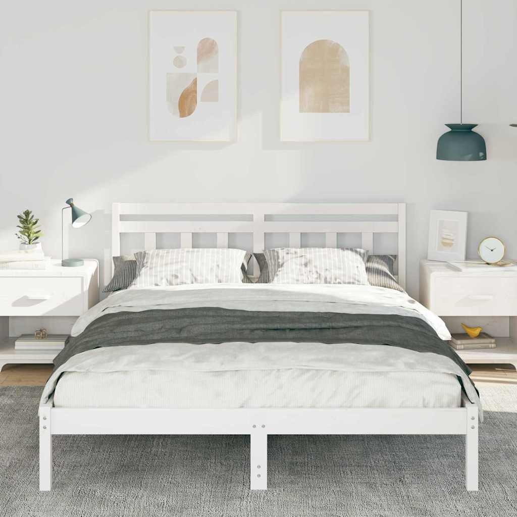 Sengestel Hvid 150 x 200 cm Massiv fyrretræ