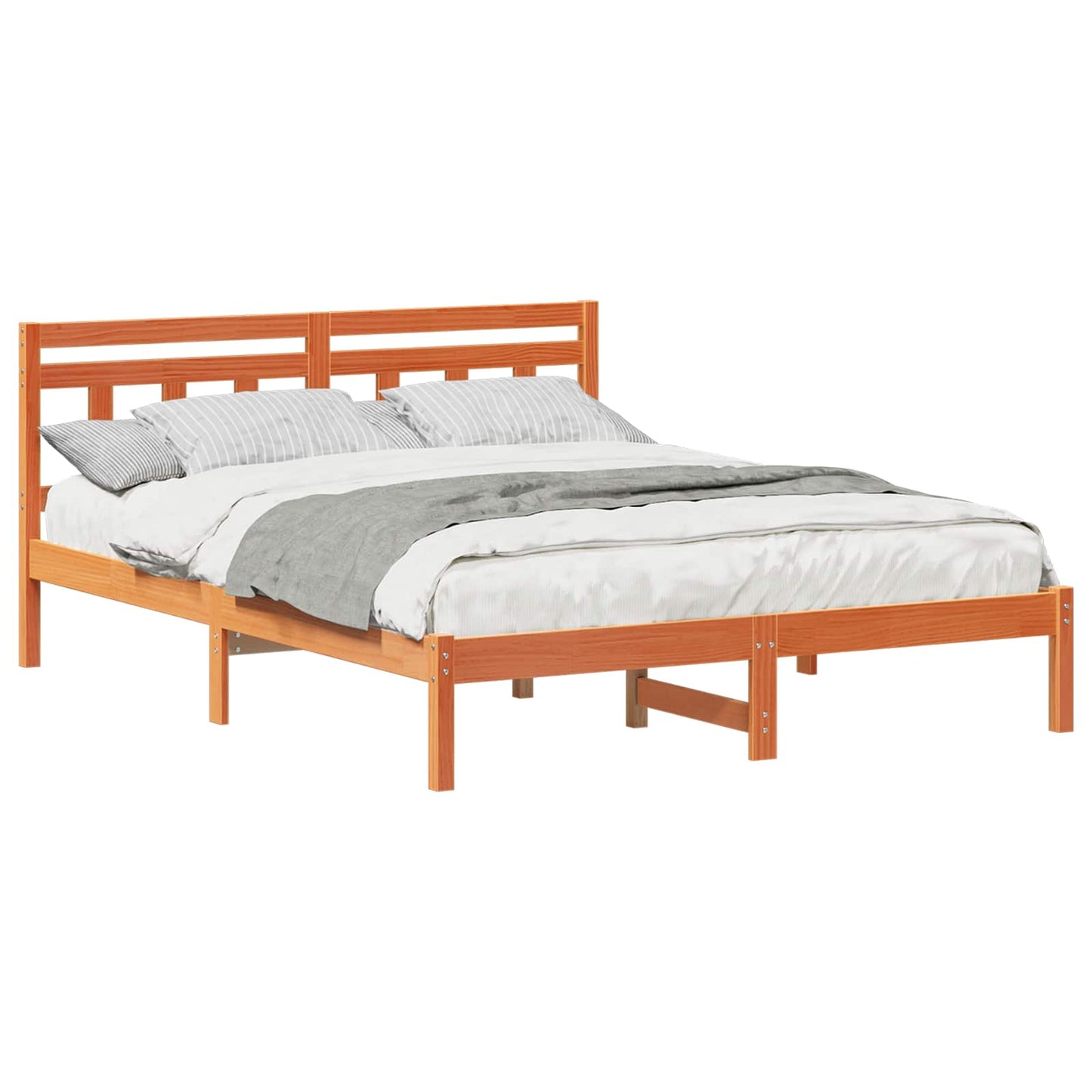 Sengestel Brun 150 x 200 cm Massiv fyrretræ