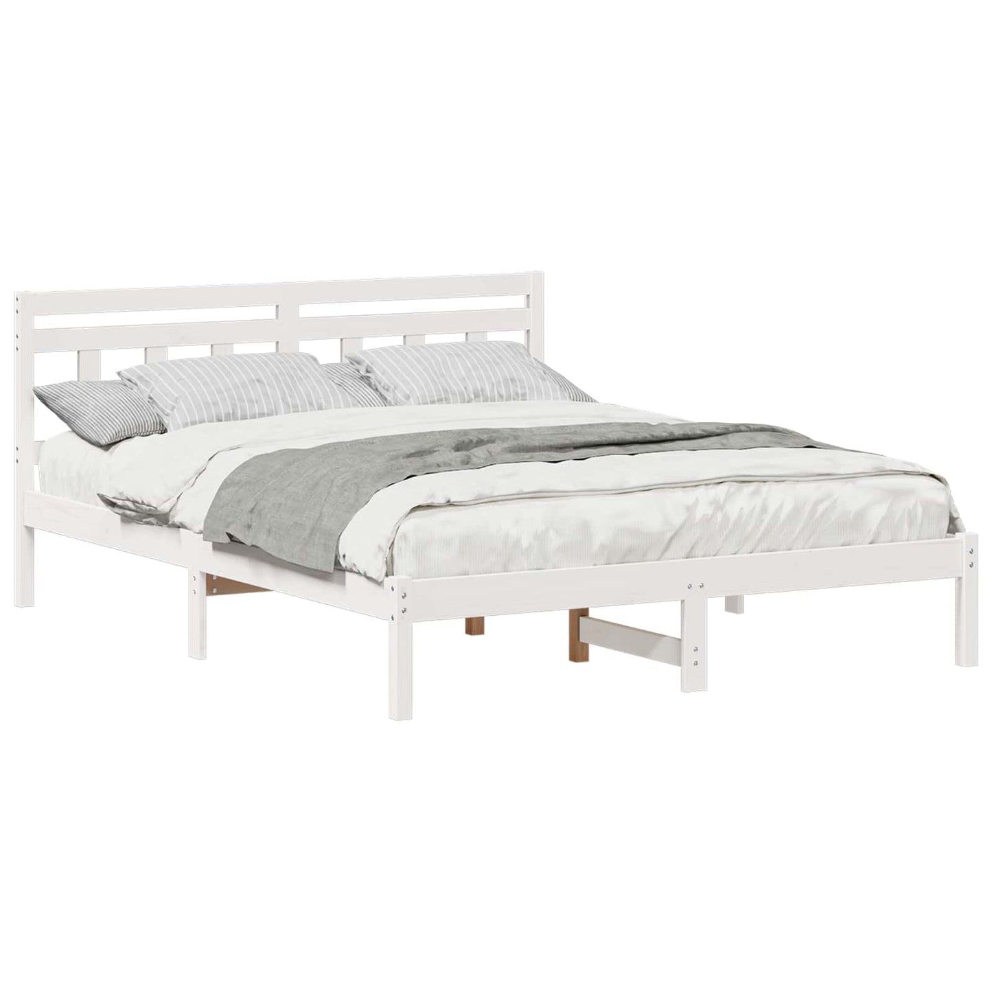 Sengestel Hvid 140 x 200 cm Massiv fyrretræ