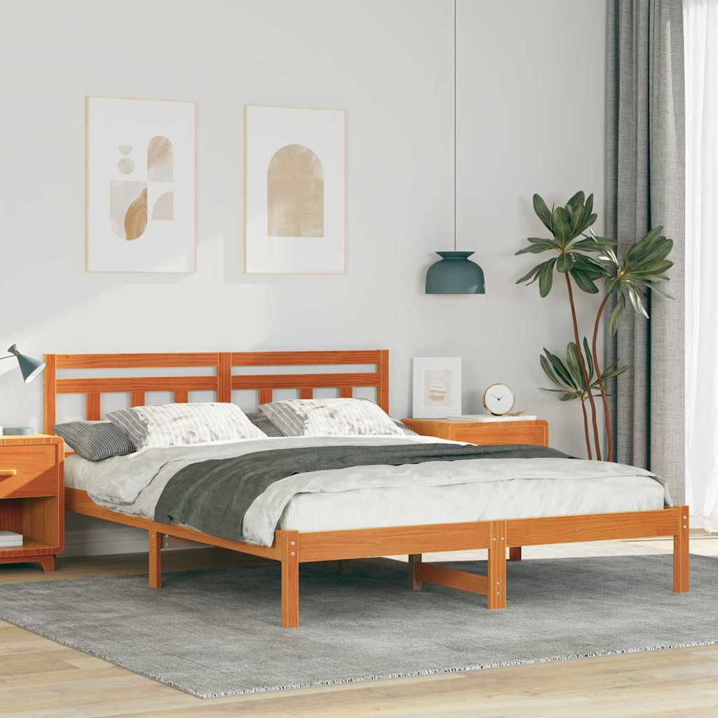 Sengestel Brun 140 x 200 cm Massiv fyrretræ