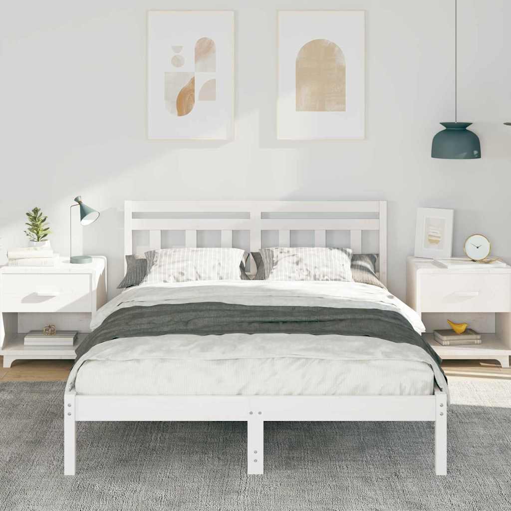 Sengestel Hvid 120 x 200 cm Massiv fyrretræ