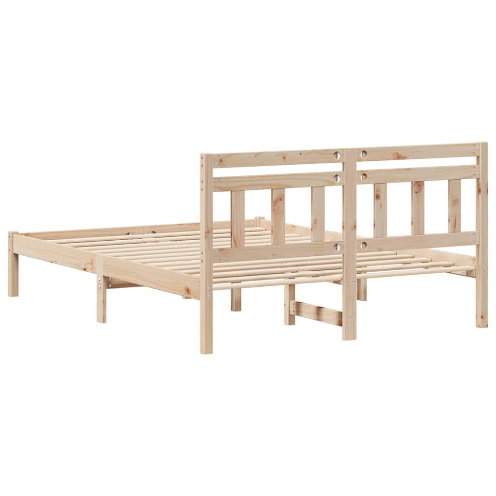 Sengestel Brun 140 x 190 cm Massiv fyrretræ