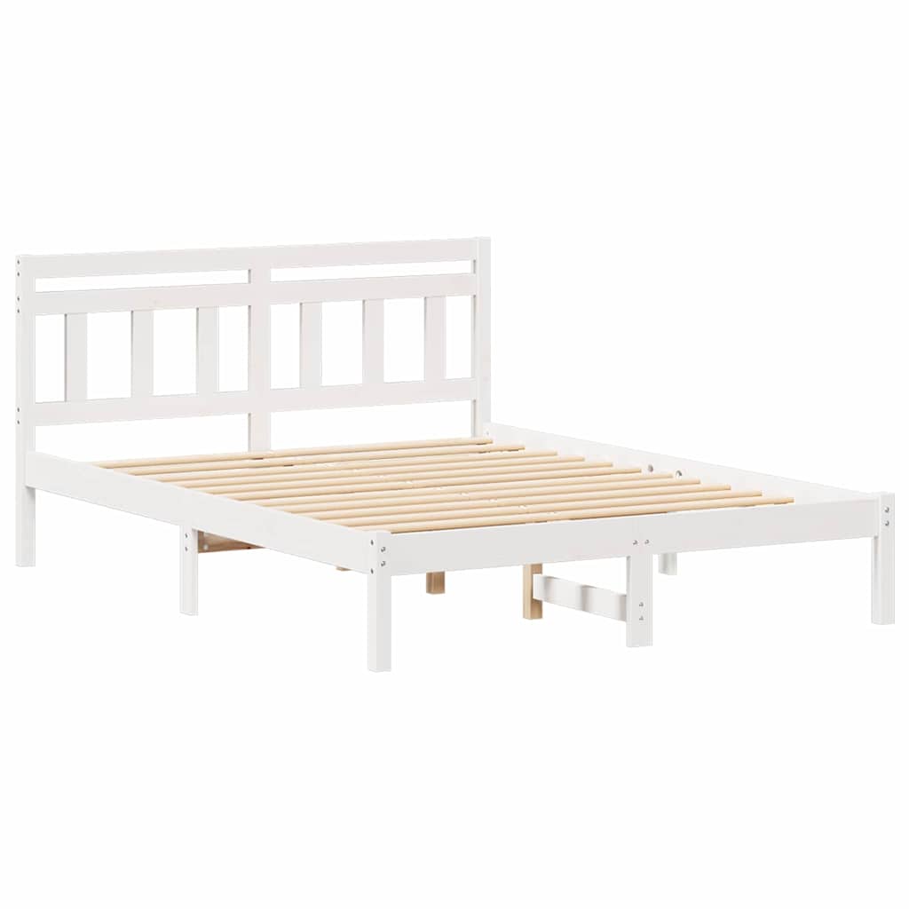 Sengestel Hvid 140 x 190 cm Massiv fyrretræ