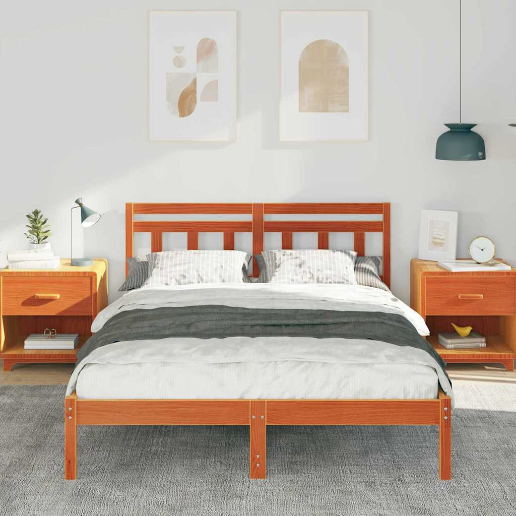 Sengestel Brun 140 x 190 cm Massiv fyrretræ