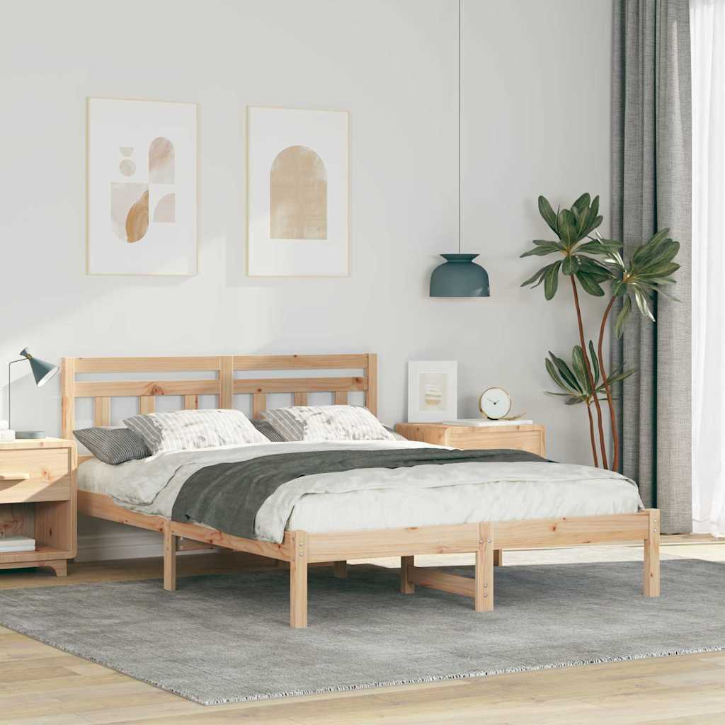 Sengestel Brun 135 x 190 cm Massiv fyrretræ