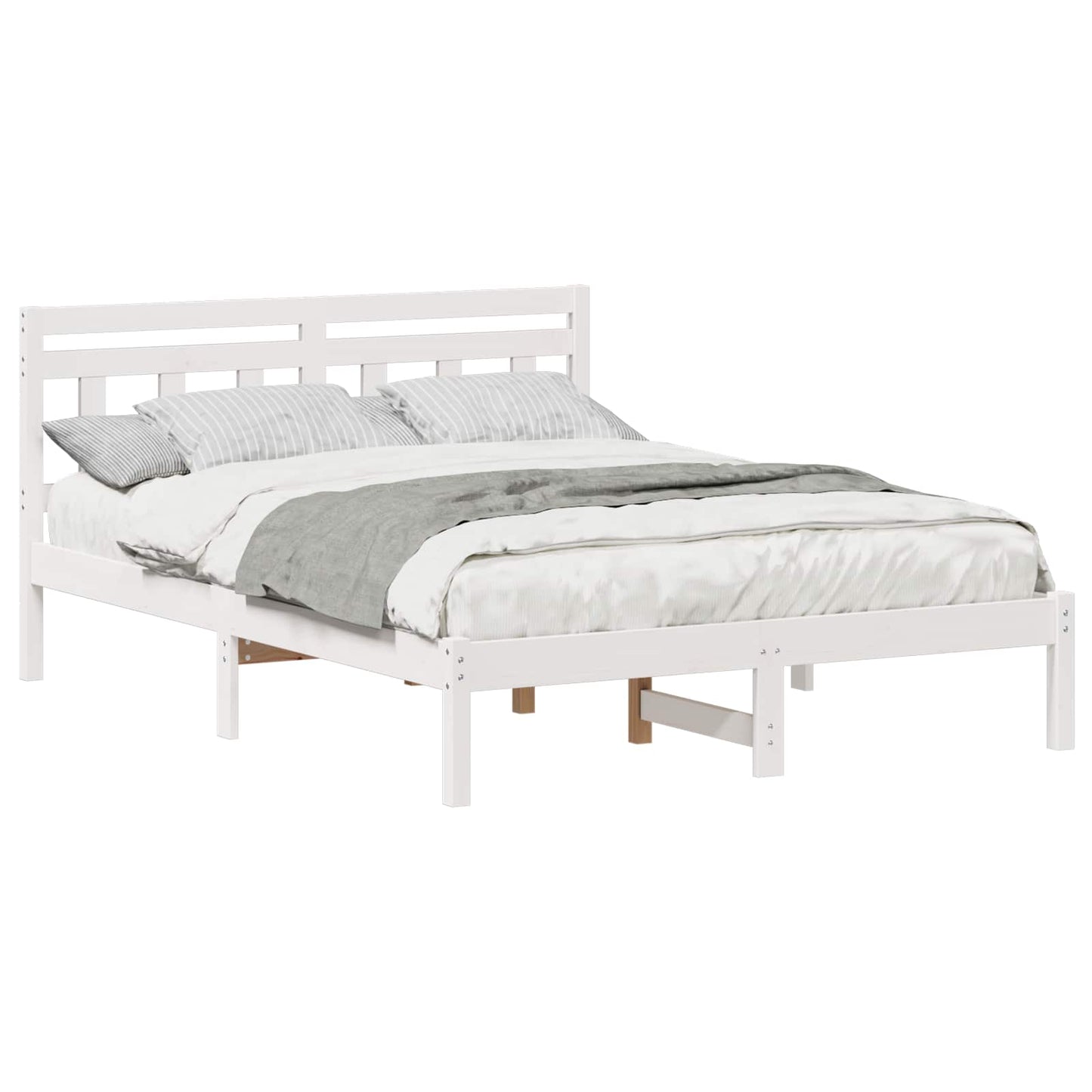 Sengestel Hvid 135 x 190 cm Massiv fyrretræ