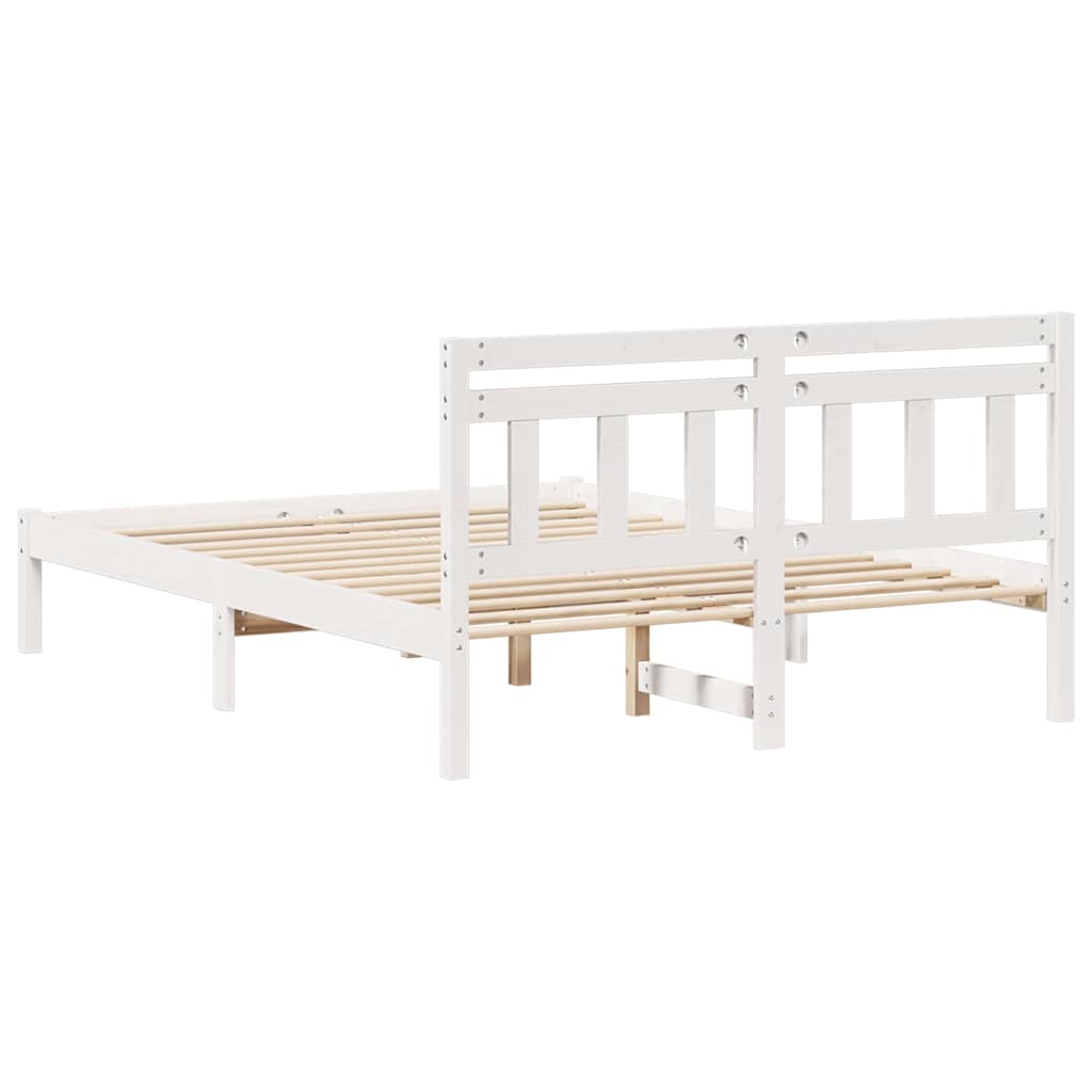 Sengestel Hvid 135 x 190 cm Massiv fyrretræ