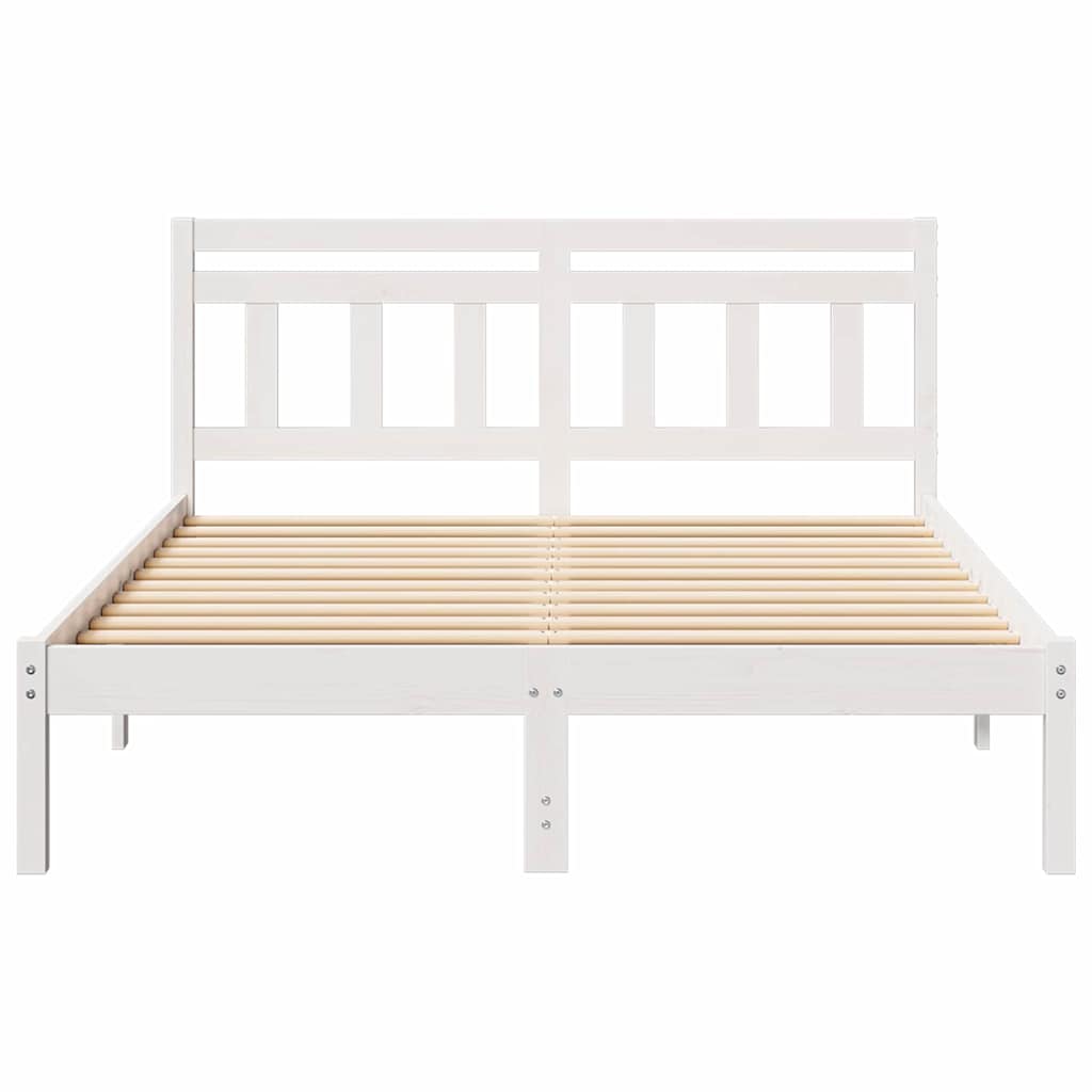 Sengestel Hvid 135 x 190 cm Massiv fyrretræ