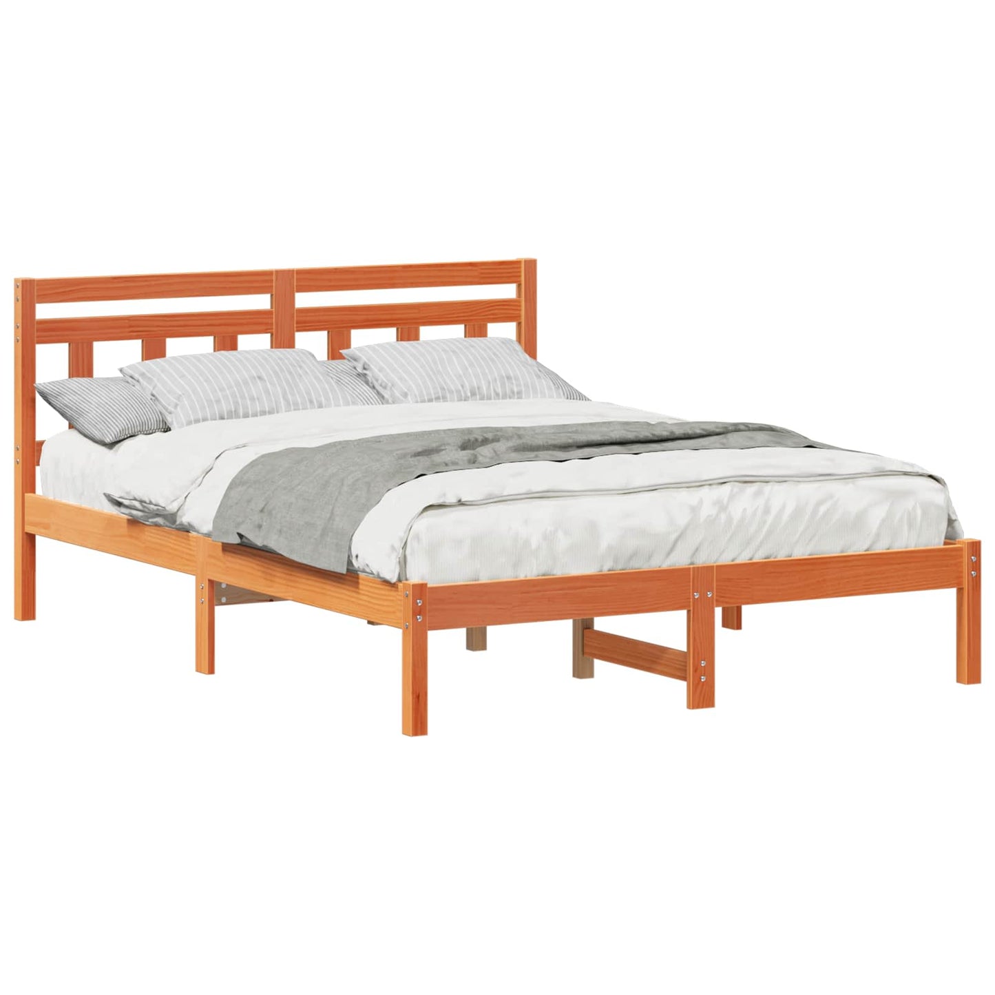 Sengestel Brun 135 x 190 cm Massiv fyrretræ