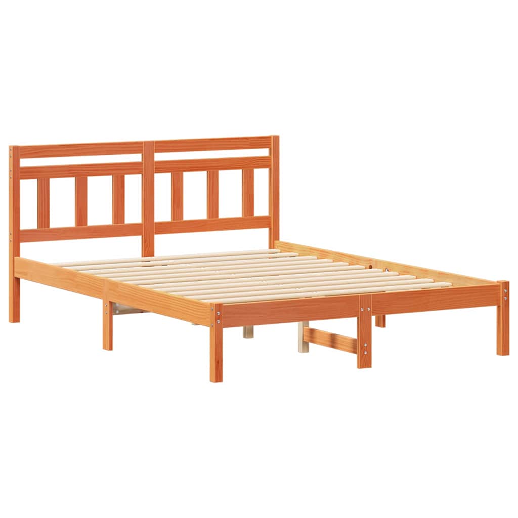Sengestel Brun 135 x 190 cm Massiv fyrretræ