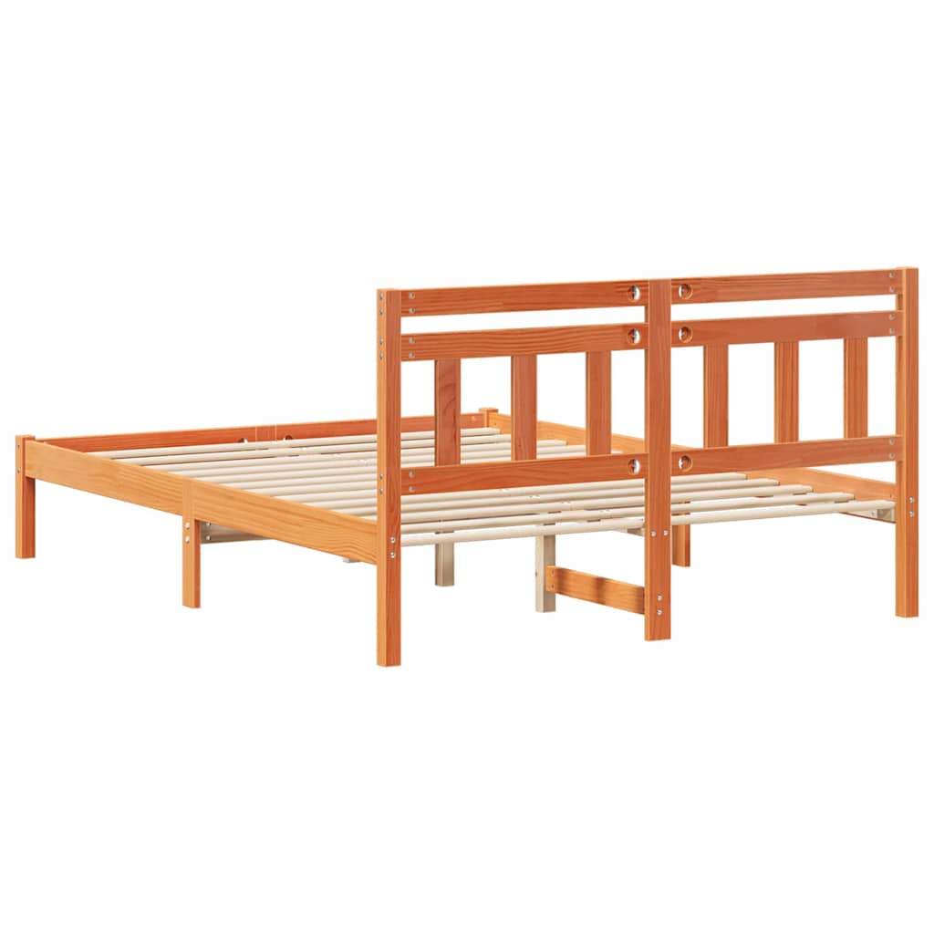 Sengestel Brun 135 x 190 cm Massiv fyrretræ