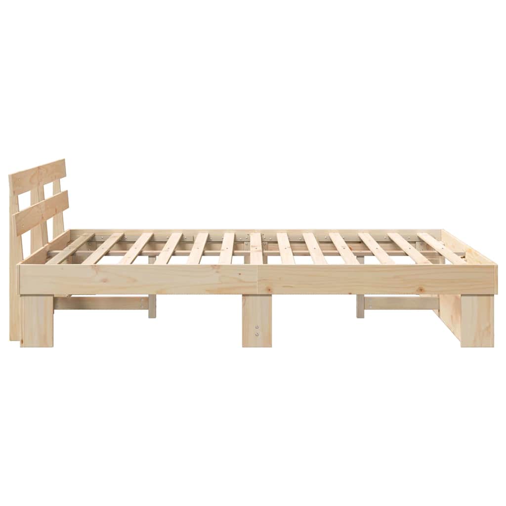 Sengestel med hovedgærde Brun 160 x 200 cm Massiv fyrretræ