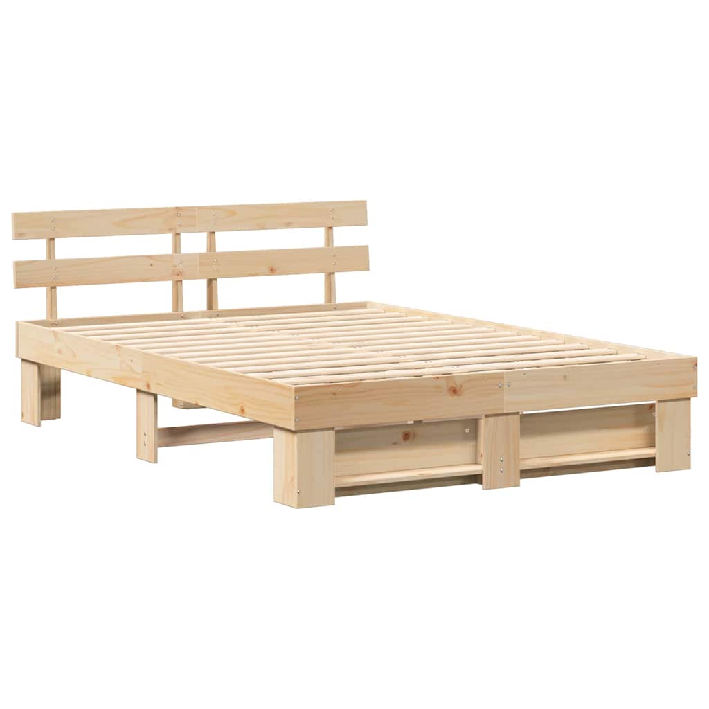 Sengestel med hovedgærde Brun 150 x 200 cm Massiv fyrretræ