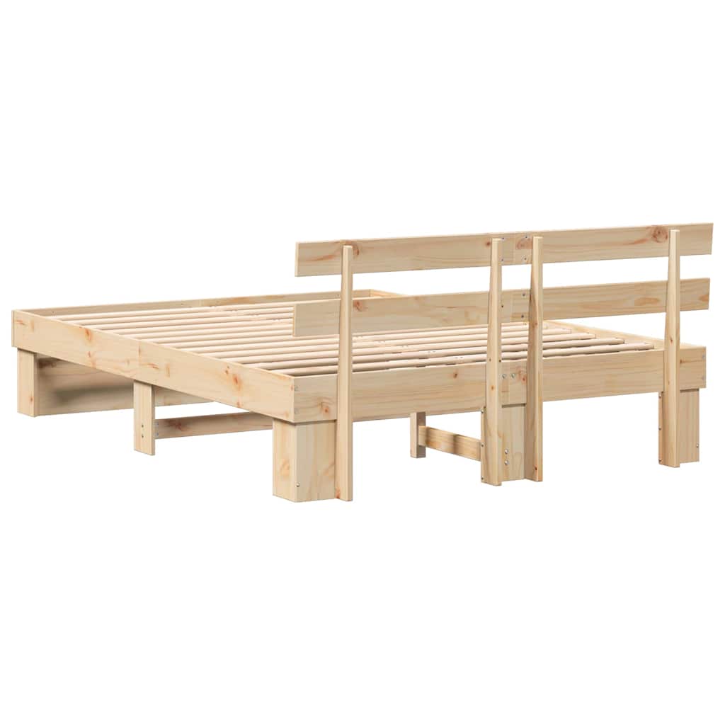 Sengestel med hovedgærde Brun 140 x 200 cm Massiv fyrretræ