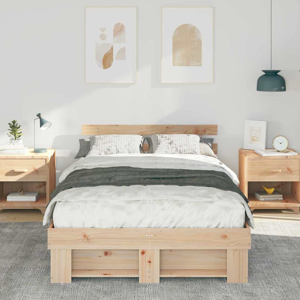 Sengestel med hovedgærde Brun 120 x 200 cm Massiv fyrretræ