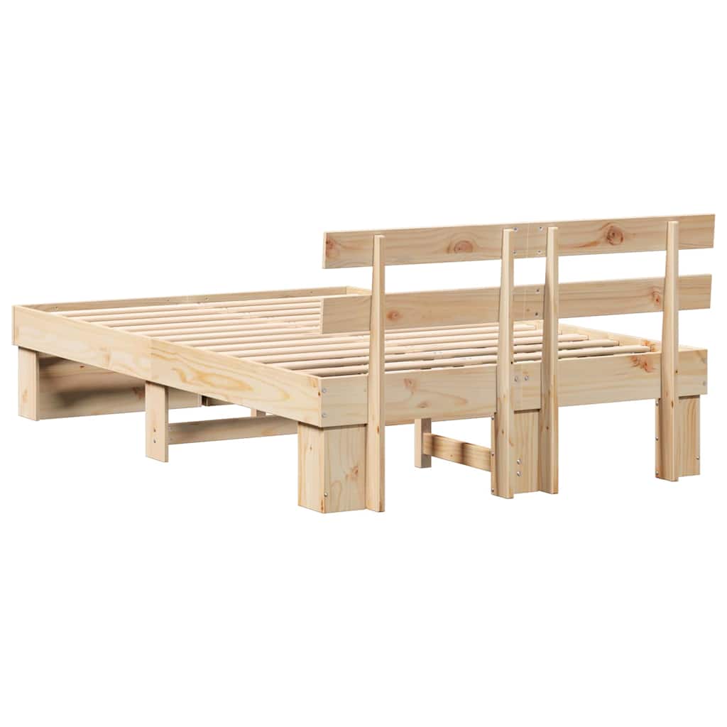 Sengestel med hovedgærde Brun 140 x 190 cm Massiv fyrretræ