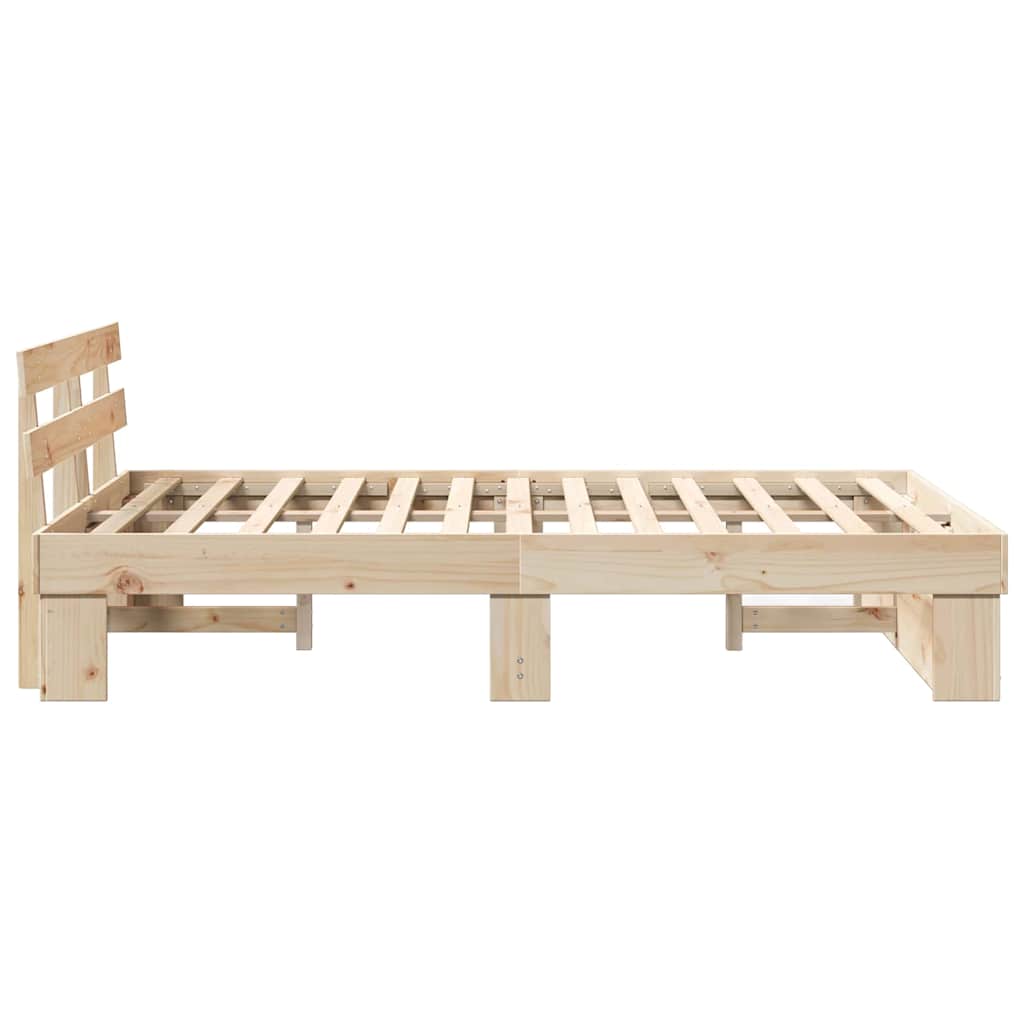 Sengestel med hovedgærde Brun 140 x 190 cm Massiv fyrretræ