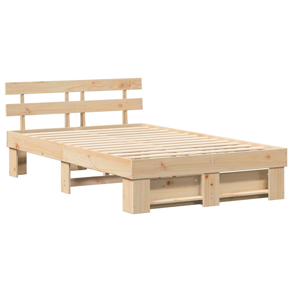 Sengestel med hovedgærde Brun 135 x 190 cm Massiv fyrretræ