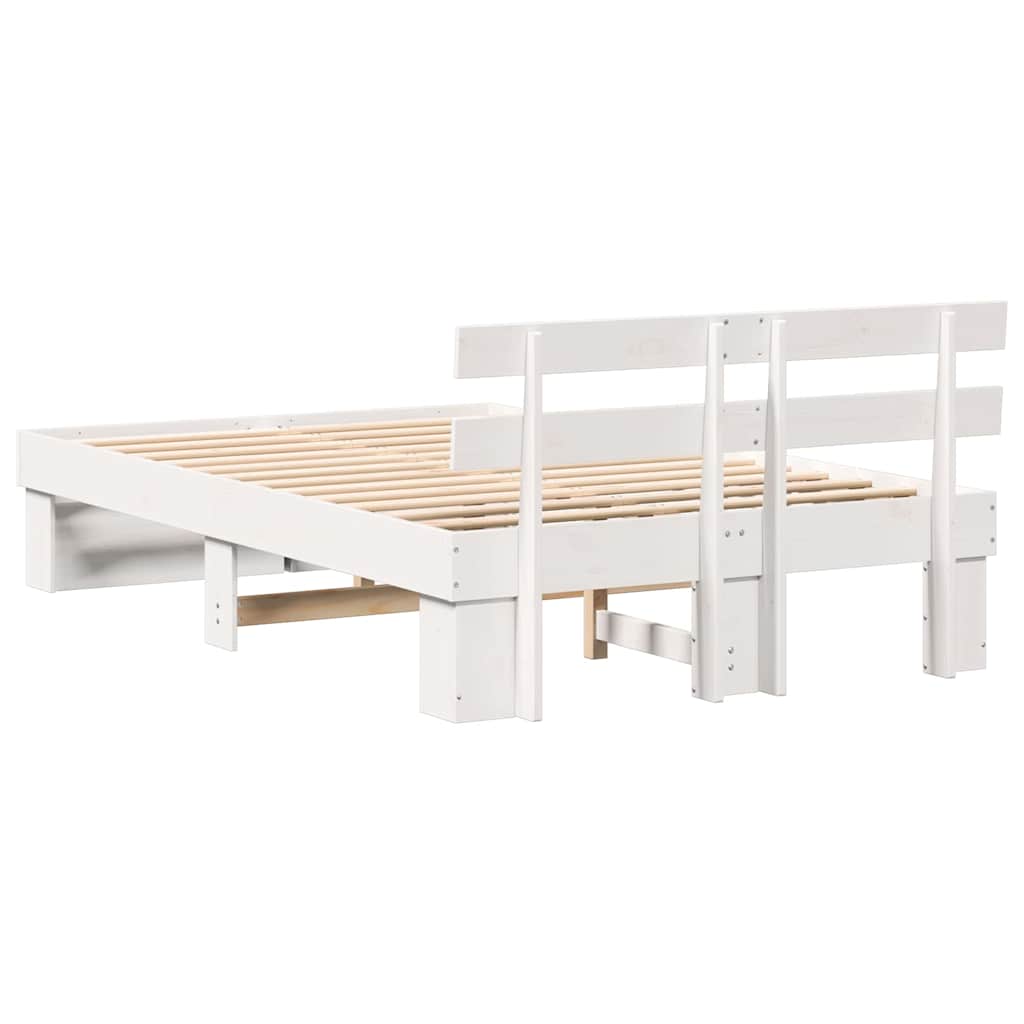 Sengestel med hovedgærde Hvid 135 x 190 cm Massiv fyrretræ