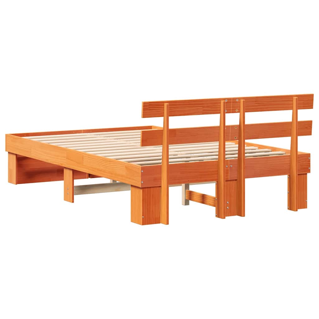 Sengestel med hovedgærde Voks brun 120 x 190 cm Massiv fyrretræ
