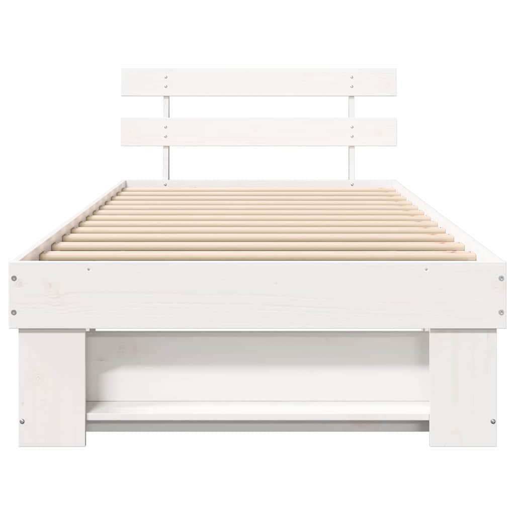 Sengestel med hovedgærde Hvid 100 x 200 cm Massiv fyrretræ