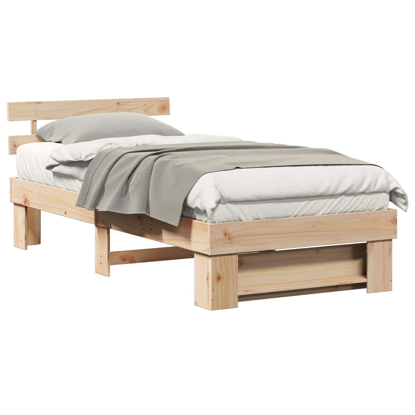 Sengestel med hovedgærde Brun 90 x 200 cm Massiv fyrretræ