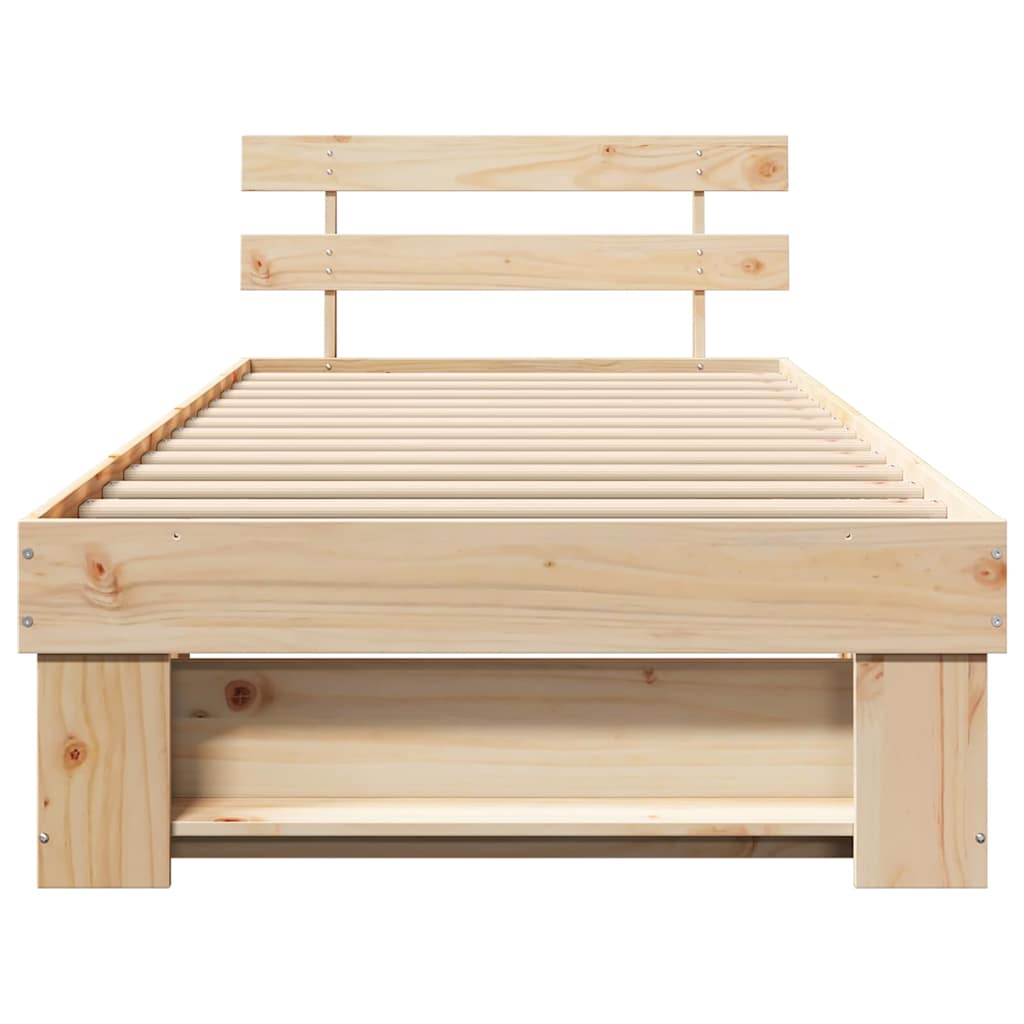 Sengestel med hovedgærde Brun 90 x 200 cm Massiv fyrretræ