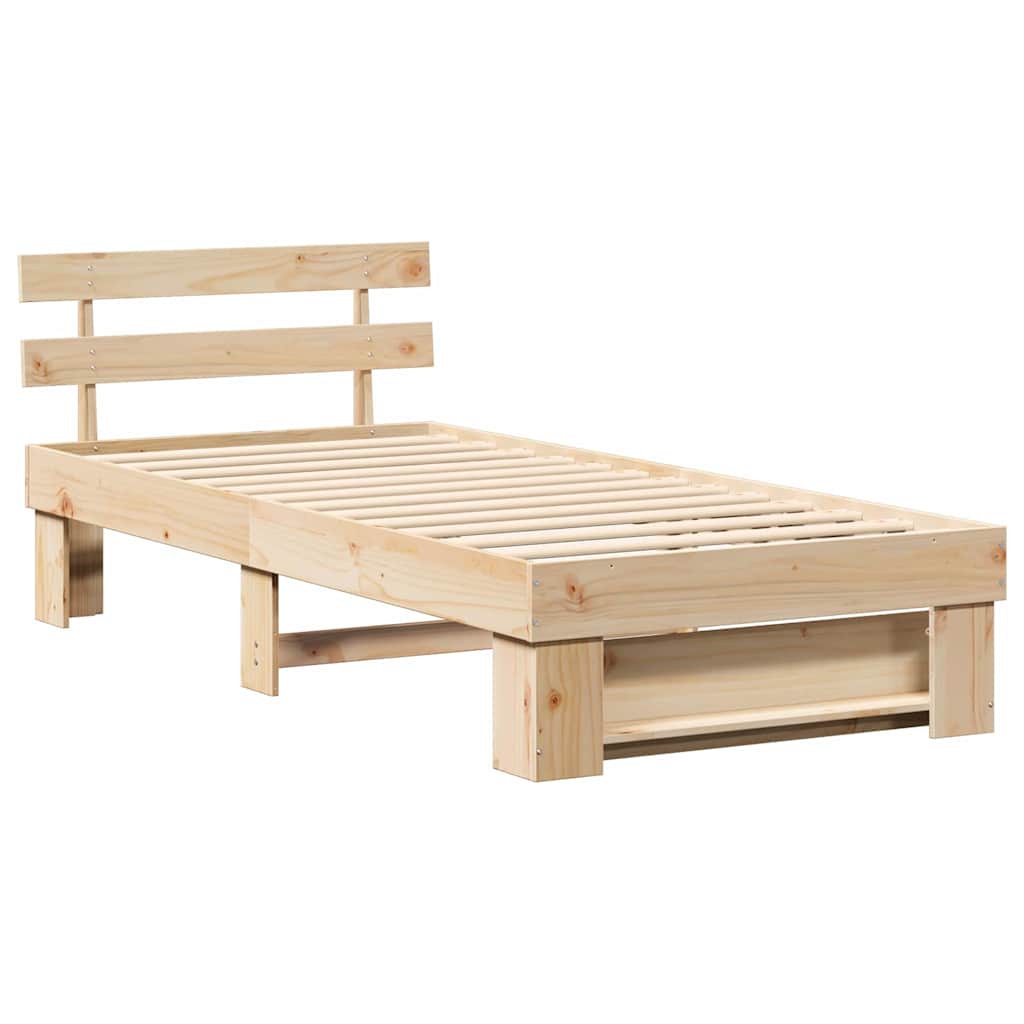 Sengestel med hovedgærde Brun 80 x 200 cm Massiv fyrretræ