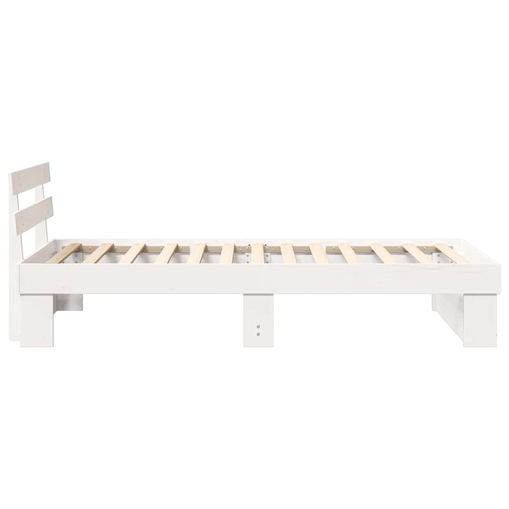 Sengestel med hovedgærde Hvid 80 x 200 cm Massiv fyrretræ
