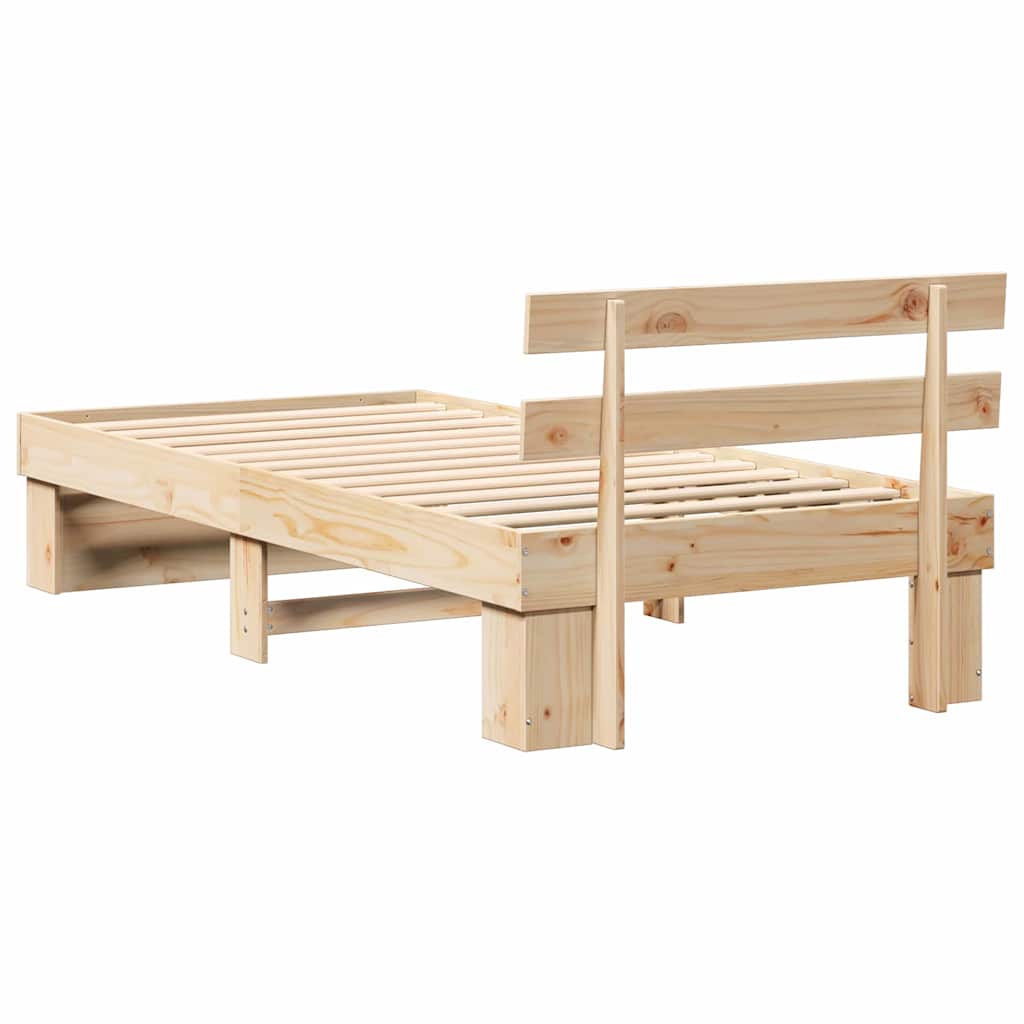 Sengestel med hovedgærde Brun 90 x 190 cm Massiv fyrretræ