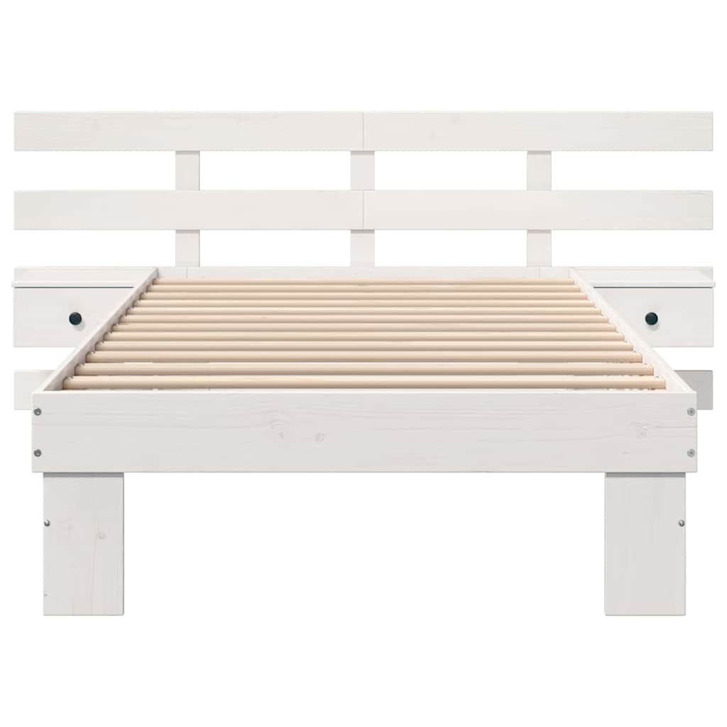 Sengestel med hovedgærde Hvid 100 x 200 cm Massiv fyrretræ