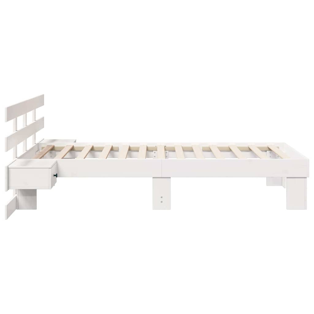Sengestel med hovedgærde Hvid 100 x 200 cm Massiv fyrretræ