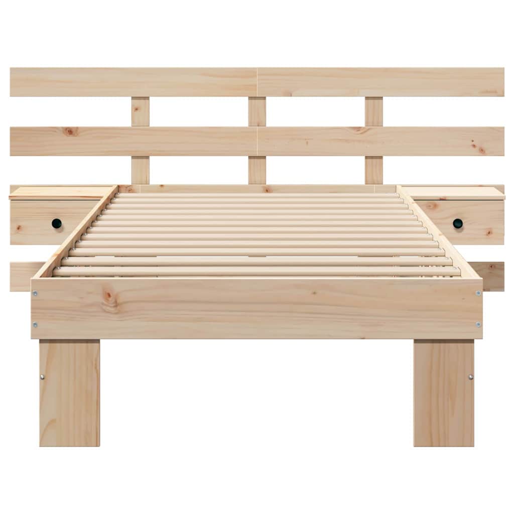 Sengestel med hovedgærde Brun 90 x 200 cm Massiv fyrretræ
