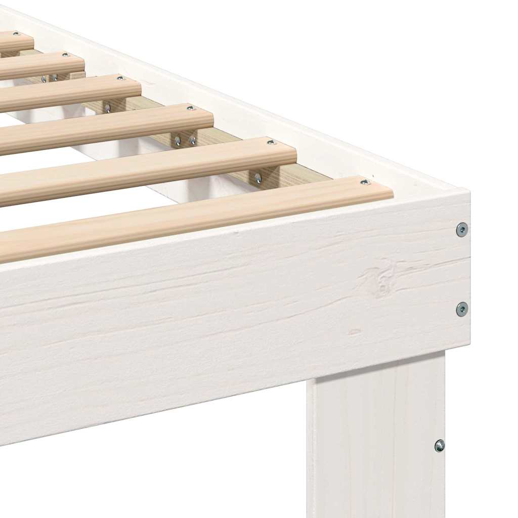 Sengestel med hovedgærde Hvid 90 x 200 cm Massiv fyrretræ