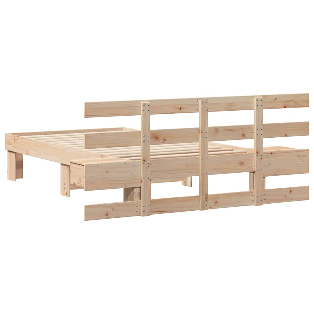 Sengestel med hovedgærde Brun 80 x 200 cm Massiv fyrretræ