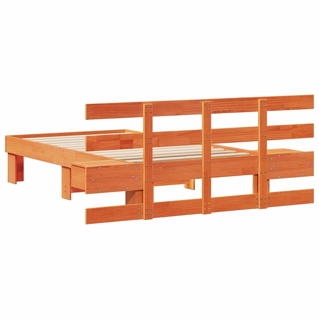 Sengestel med hovedgærde Voks brun 80 x 200 cm Massiv fyrretræ