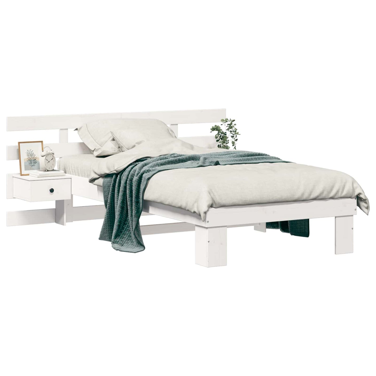 Sengestel med hovedgærde Hvid 90 x 190 cm Massiv fyrretræ