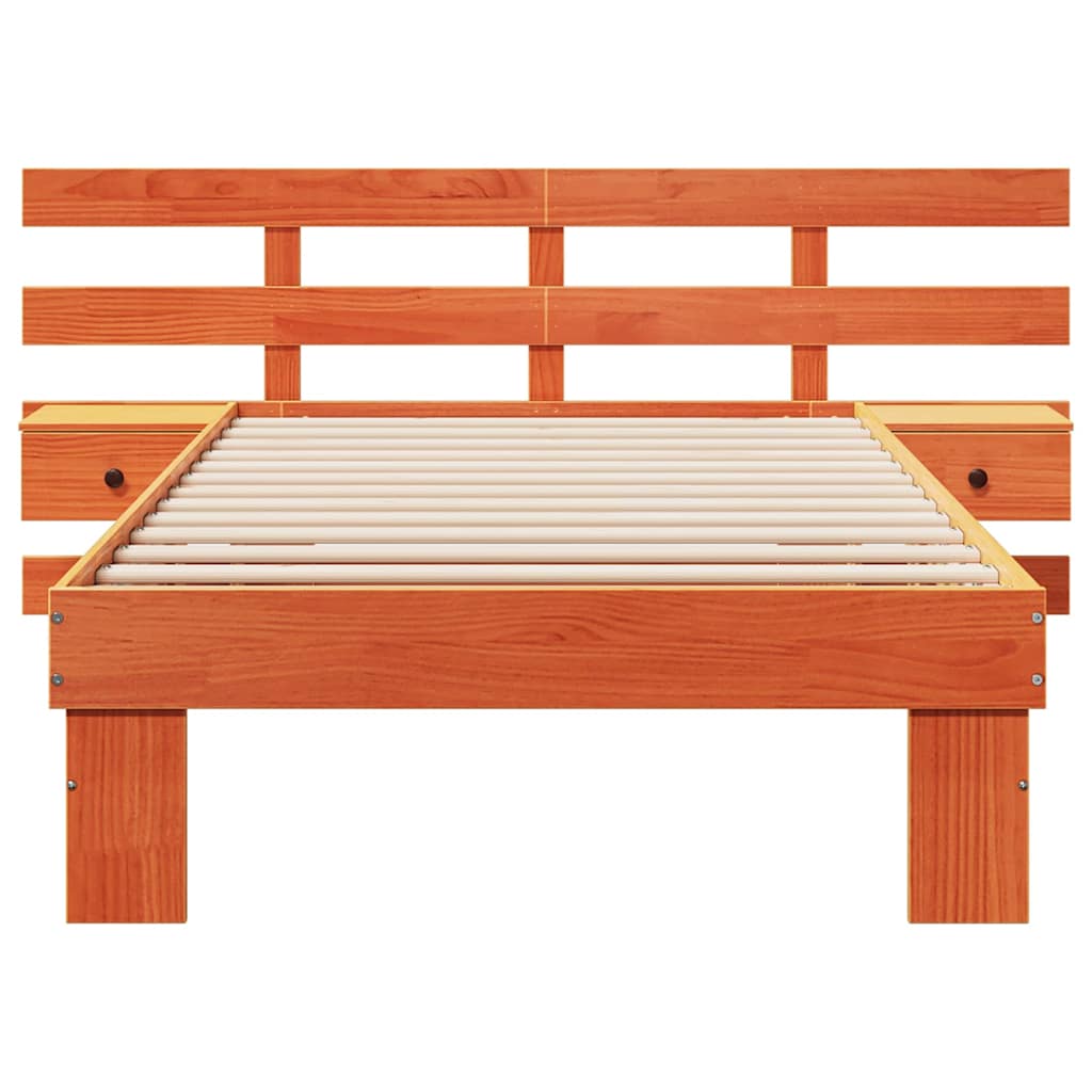 Sengestel med hovedgærde Voks brun 90 x 190 cm Massiv fyrretræ