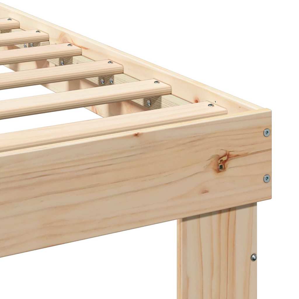 Sengestel med hovedgærde Brun 75 x 190 cm Massiv fyrretræ
