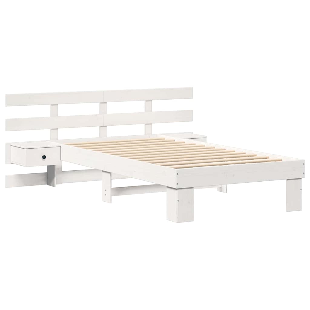 Sengestel med hovedgærde Hvid 75 x 190 cm Massiv fyrretræ