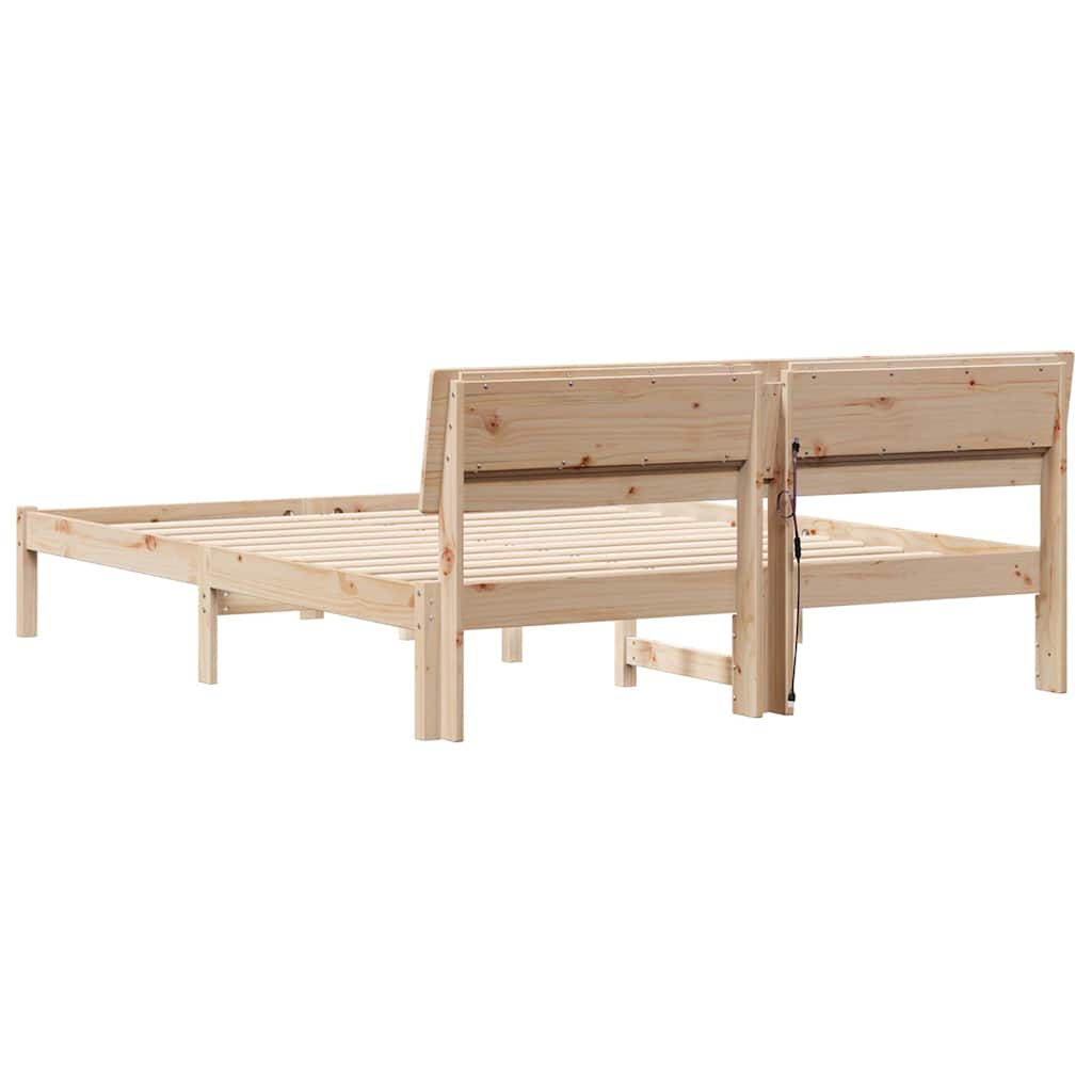 Sengestel med hovedgærde Brun 160 x 200 cm Massiv fyrretræ