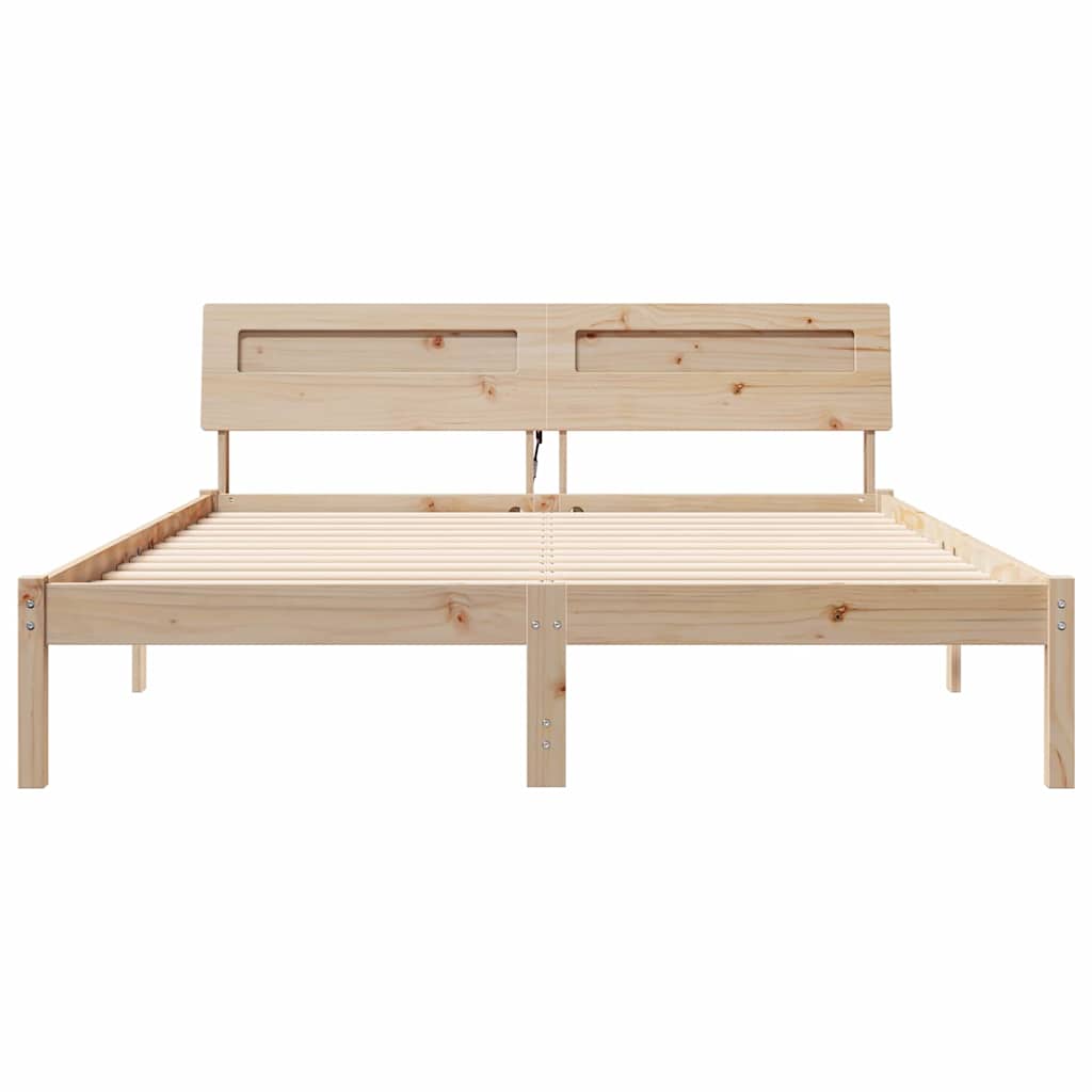 Sengestel med hovedgærde Brun 160 x 200 cm Massiv fyrretræ