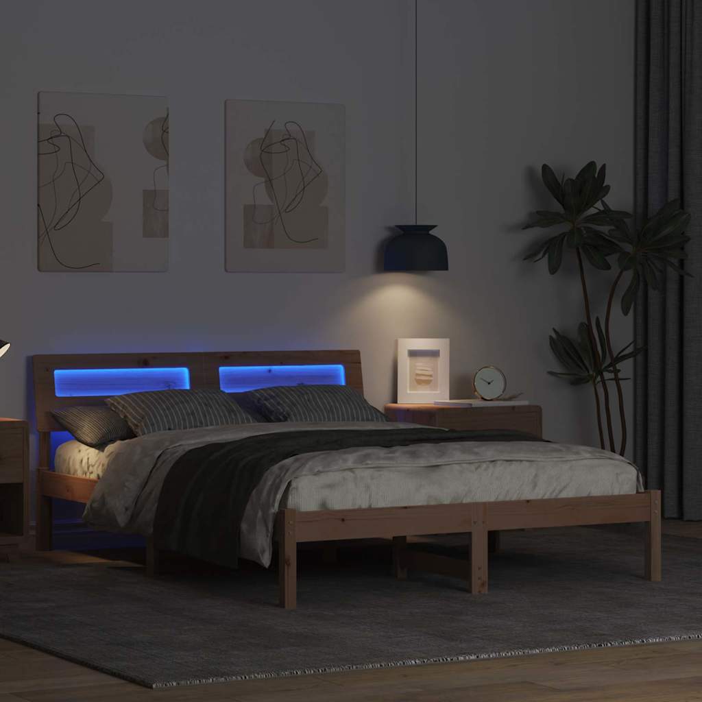 Sengestel med hovedgærde Brun 120 x 200 cm Massiv fyrretræ