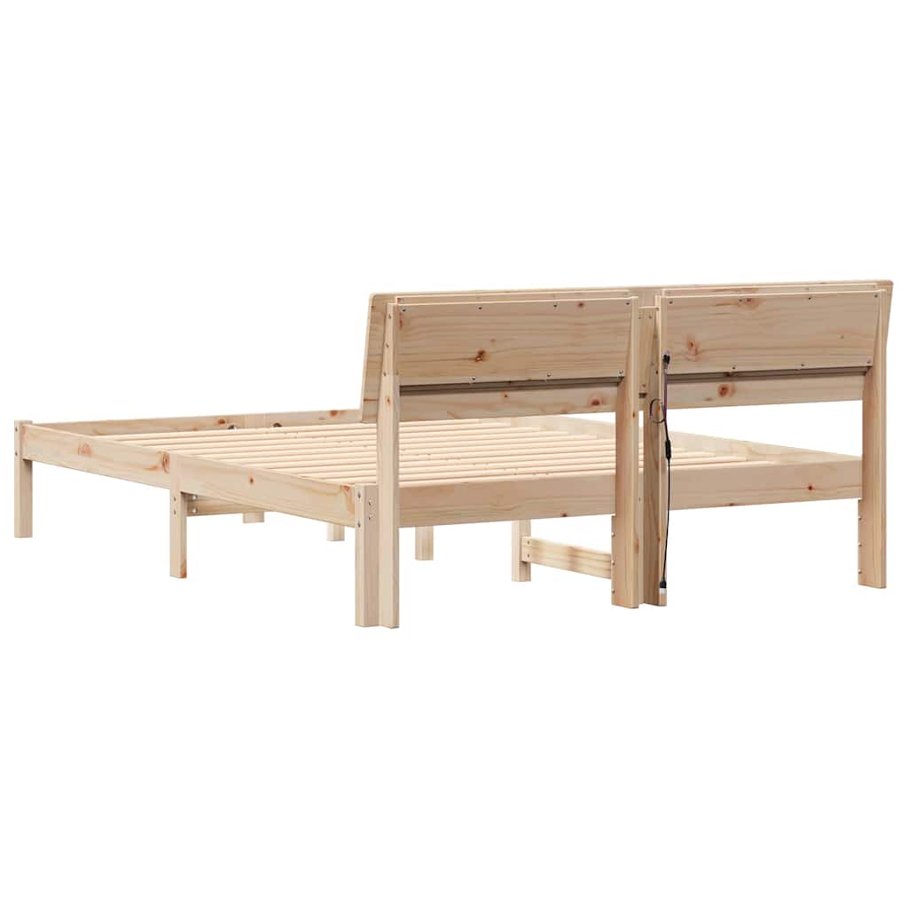 Sengestel med hovedgærde Brun 120 x 200 cm Massiv fyrretræ