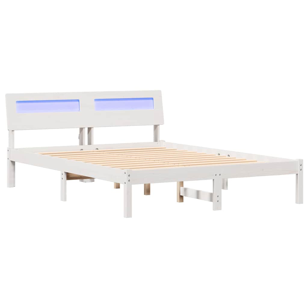 Sengestel med hovedgærde Hvid 120 x 190 cm Massiv fyrretræ