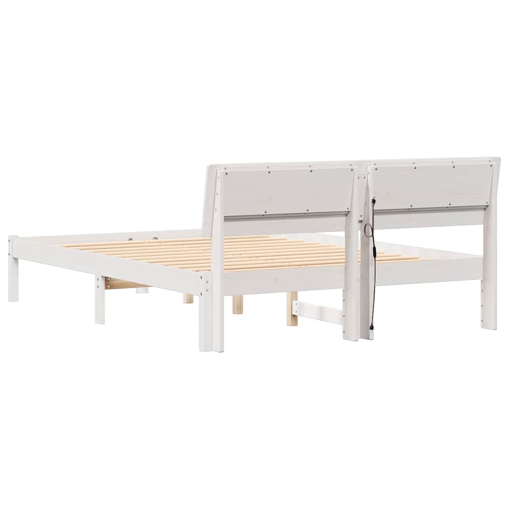 Sengestel med hovedgærde Hvid 120 x 190 cm Massiv fyrretræ